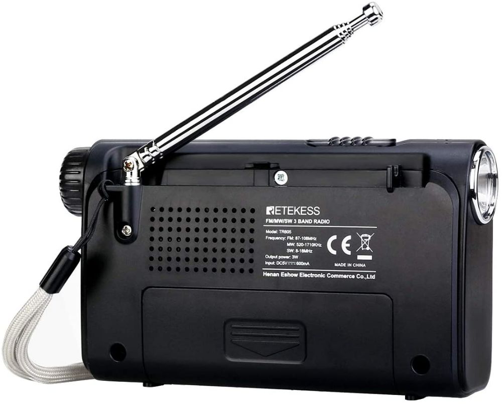Retekess TR604 Radio Portable FM, Poste Radio Pile et Secteur, Antenne,  Transistor, Enceinte, Prise Casque, pour Personnes Âgées (Argent)