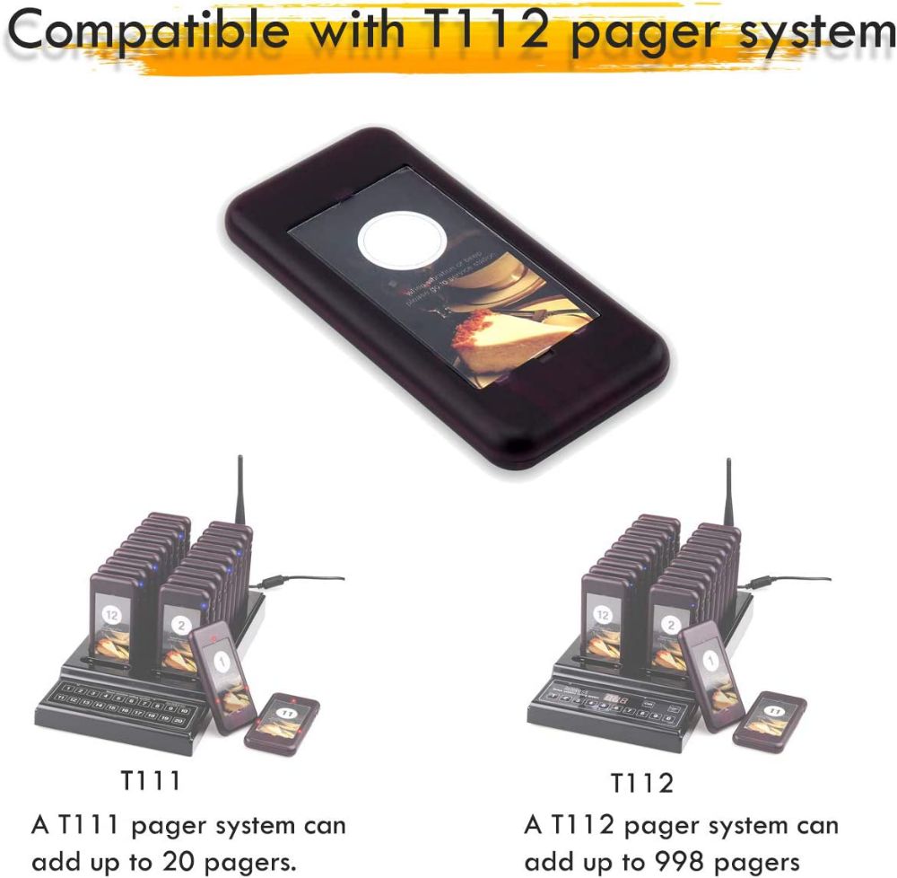 Retekess T115 Pager Bipeur Récepteur pour T115 Système d'Appel sans Fil (5  Pagers) - utile pour restaurant