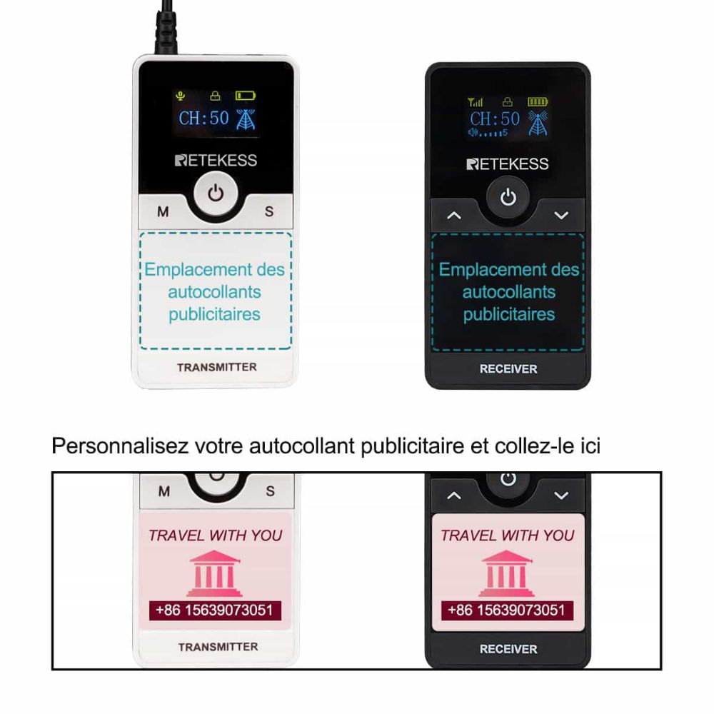 TT116 Système Audioguide Batterie Rechargeable Amovible Réduction du Bruit UHF