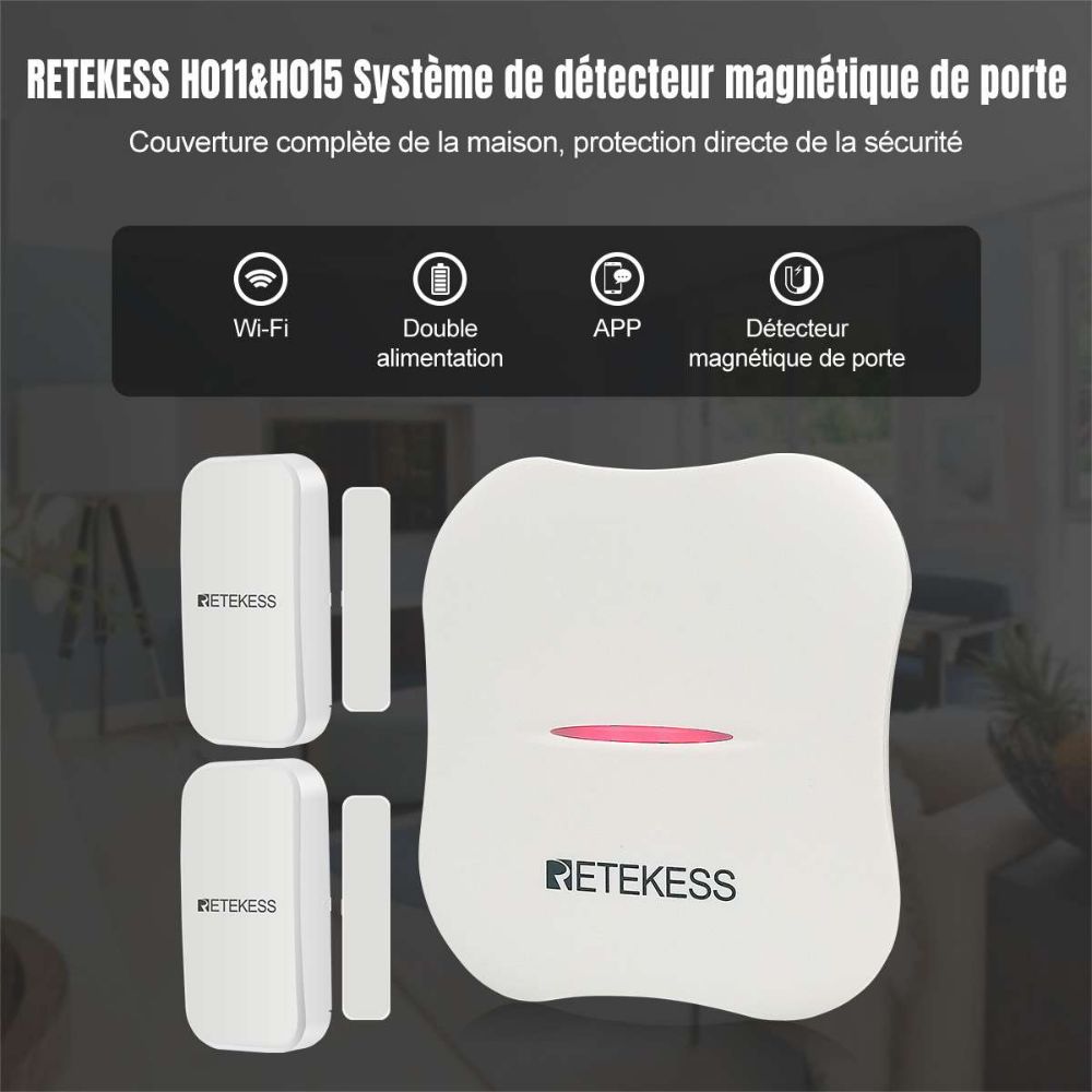 Retekess Capteur de Porte Intelligent WiFi TH011 TH015 pour Alarme de Sécurité de Fenêtre et de Porte à Domicile