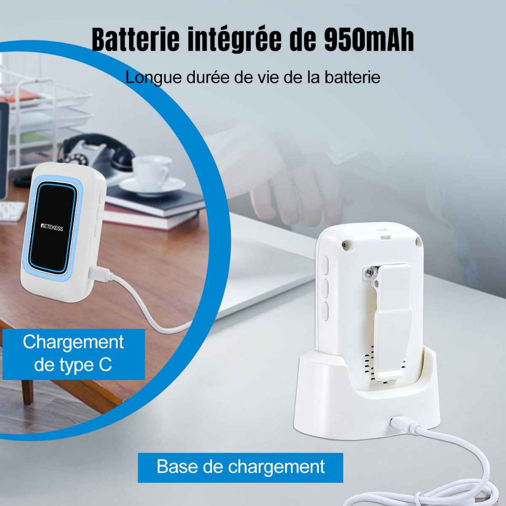 Retekess TH109 Téléavertisseur pour Soignant et Bouton de Panique TH009 pour Personnes âgées, Personnes âgées, Patients, Handicapés