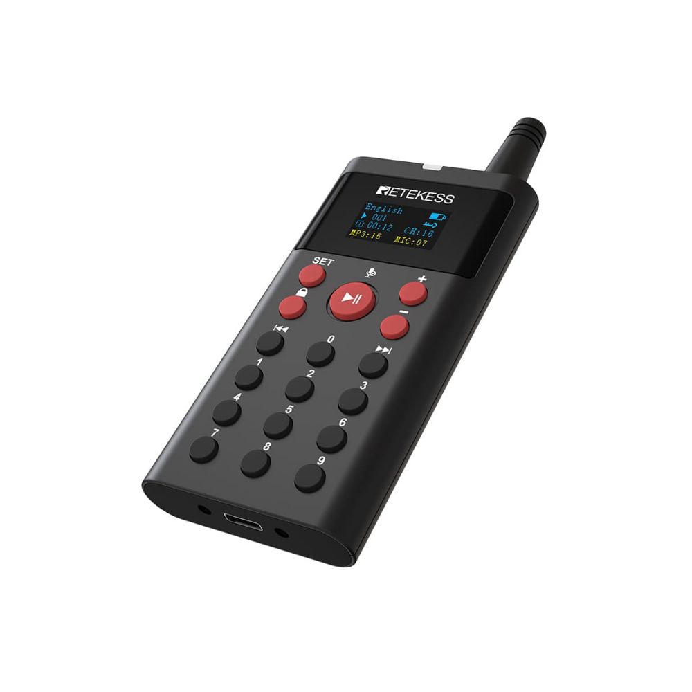 Retekess TT127 Audiophone Musée Système de Guide Touristique MP3 Combinaison D'audio Préenregistré et d'explications en Direct avec base de Chargement à 16 Emplacements