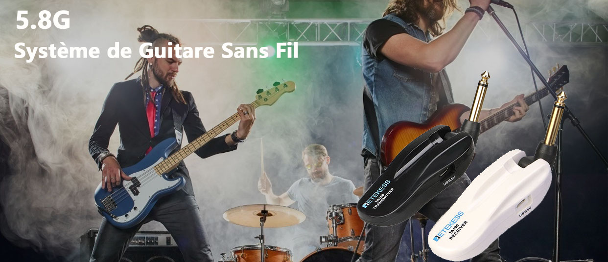 Système de guitare sans fil émetteur numérique 5.8G pour concert en plein air