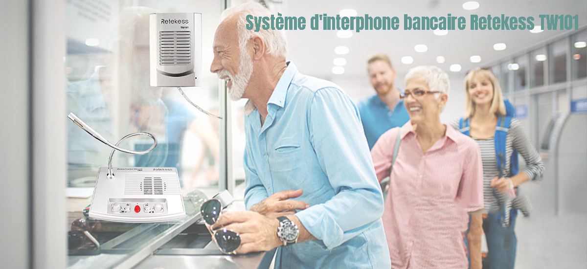 Système d'interphone bancaire Retekess TW101 microphone d'interphone bidirectionnel anti-interférences et sans bruit