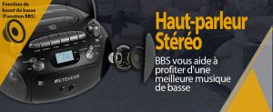 Retekess TR630 Lecteur CD Portable et Enregistreur de Cassettes avec Télécommande, Radio FM AM, Lecture USB/TF Carte, Piles et Secteur, Support Son Stéréo（Noir） doloremque