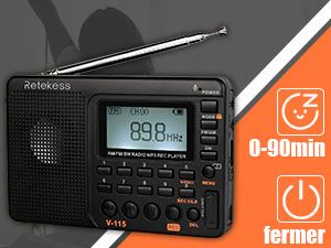 Retekess V115 Radio Portable,Petite Radio Rechargeable, FM AM SW, Piles et Secteur, Carte TF, Enregistreur, MP3, Réveil, Salle de Bain, Cuisine doloremque