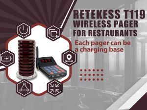 Retekess T119 Bipeur Restaurant, Système d’Appel sans Fil, 400mAh, 55H, 500M, Fiches d'appel, 2 Modes de Charge, 10 Bipper Restaurant Bar Hôpital Rester Distanciation Sociale en Attente doloremque