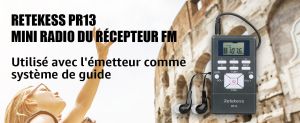 Retekess PR13 Mini Récepteur FM, Radio Portable Stéréo Horloge Numérique pour la Conférence Interprétation Simultanée et Équipe de Guide Touristique doloremque