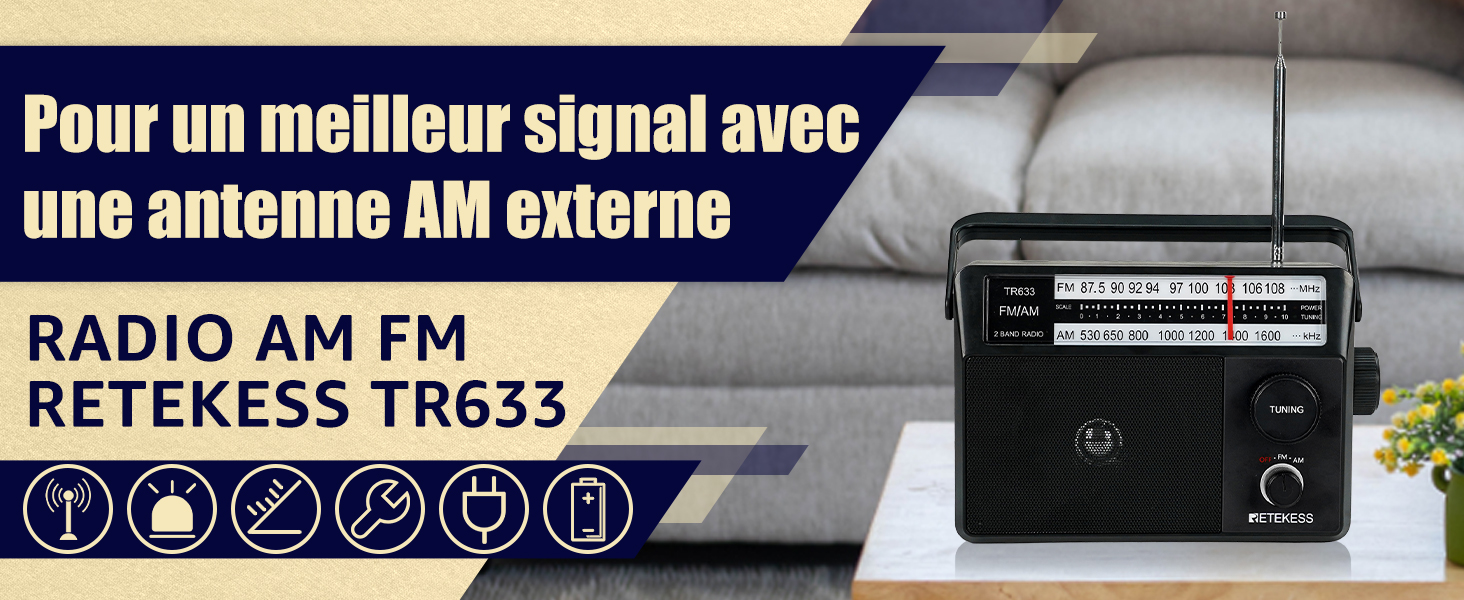 RETEKESS TR633 Radio Portable Simple pour Personnes Âgées