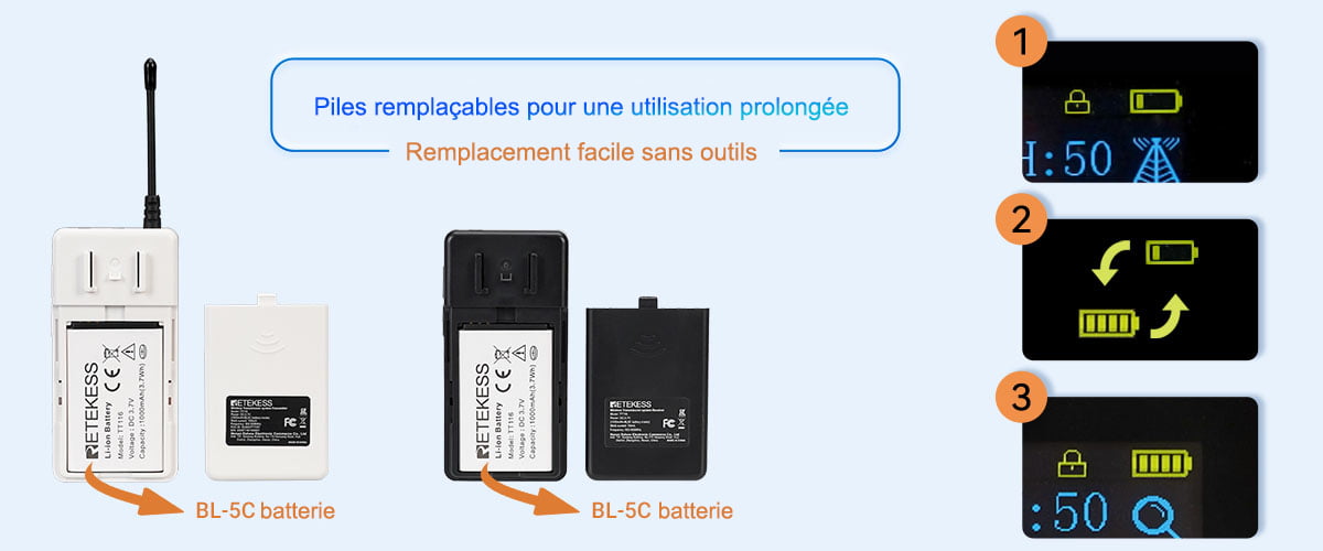 retekess tt116 systemes pour visites guidesre batteries remplacables